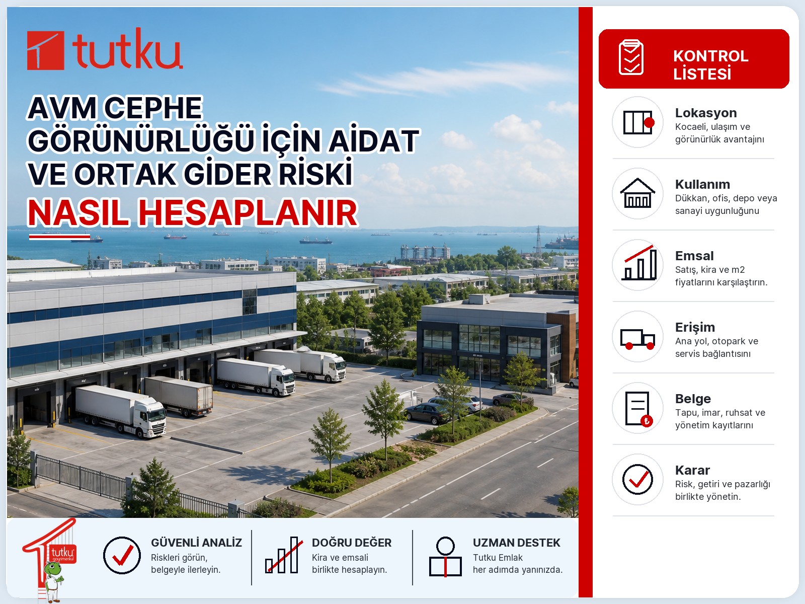 AVM cephe görünürlüğü için aidat ve ortak gider riski nasıl hesaplanır?