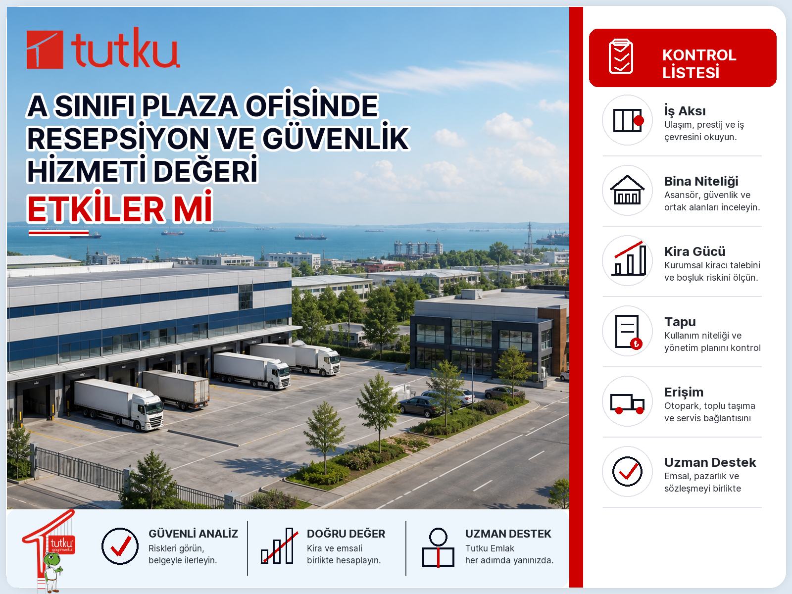 A sınıfı plaza ofisinde resepsiyon ve güvenlik hizmeti değeri etkiler mi?