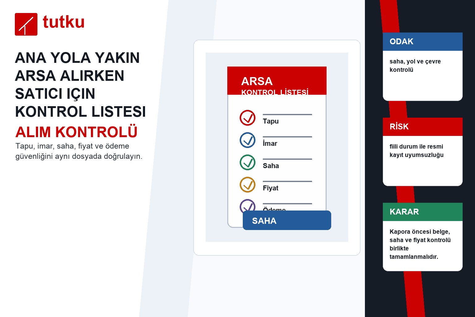 Ana yola yakın arsa alırken satıcı için kontrol listesi