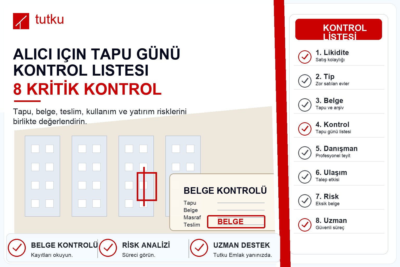 Alıcı için tapu günü kontrol listesi
