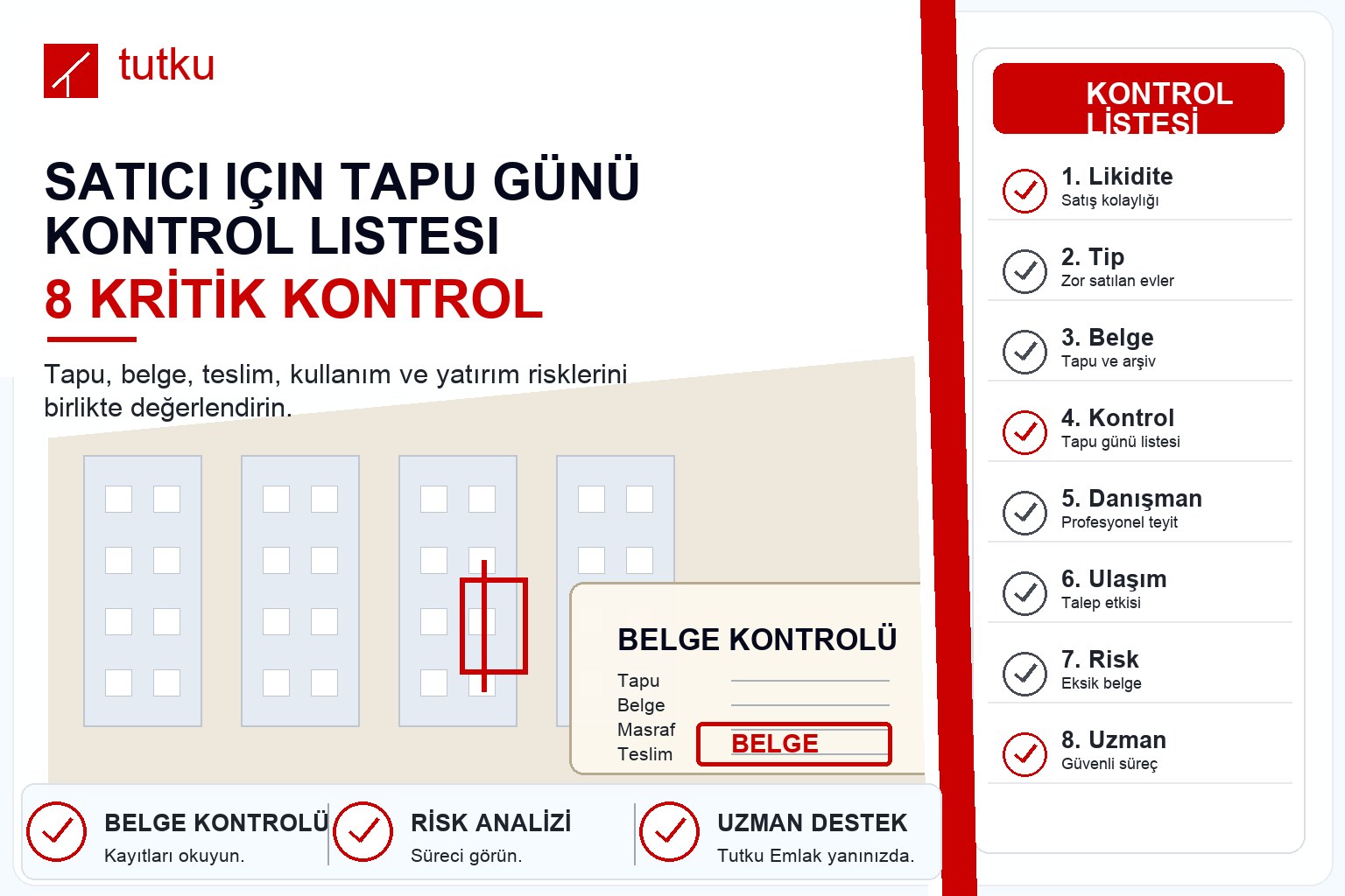 Satıcı için tapu günü kontrol listesi