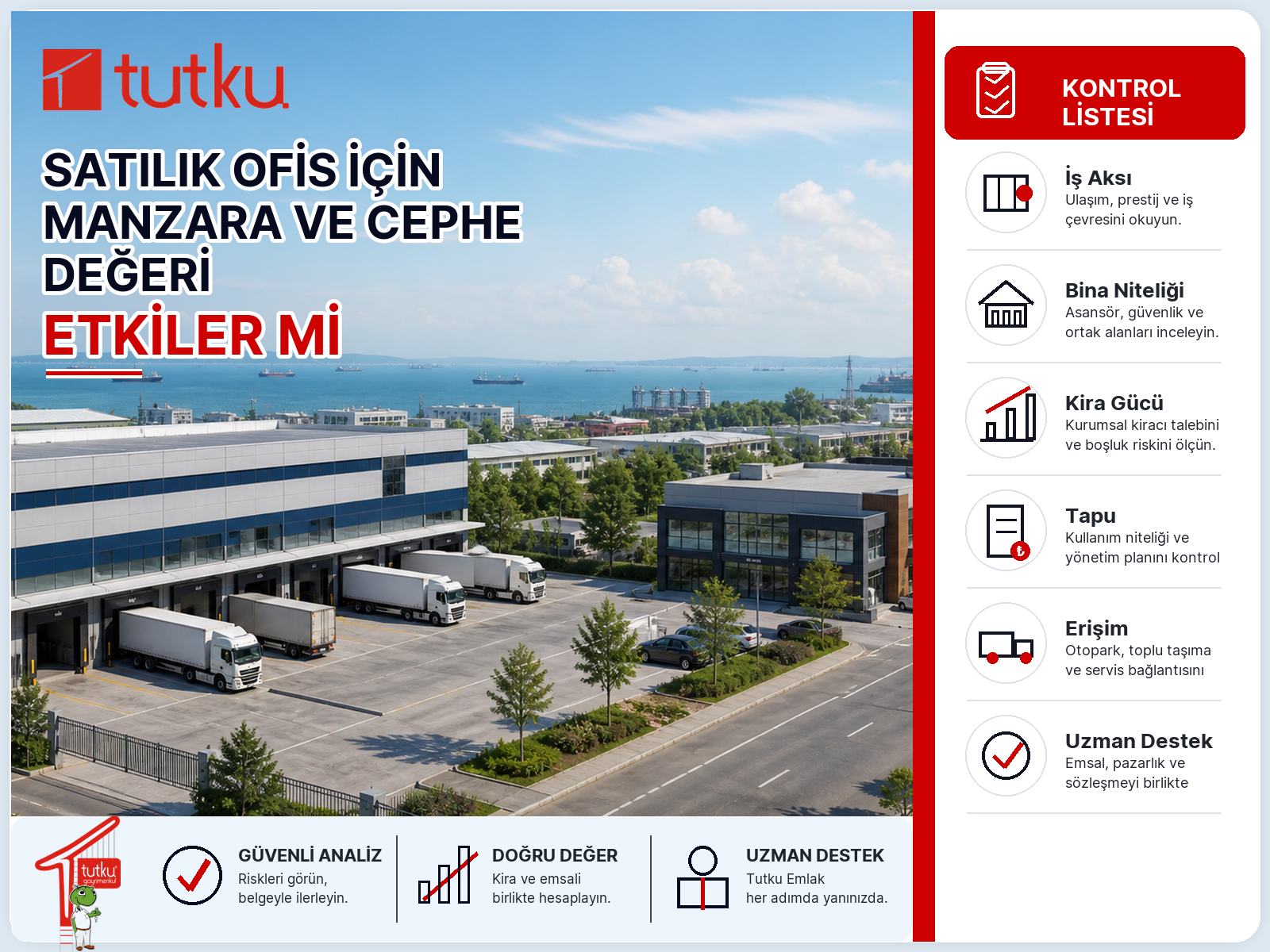 Satılık ofis için manzara ve cephe değeri etkiler mi?
